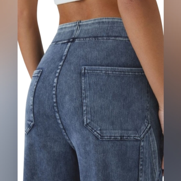 HALARA XLP Mid Rise Pockets Straight Leg Stretchy Knit Casual Cargo Jeans - Picture 7 of 11